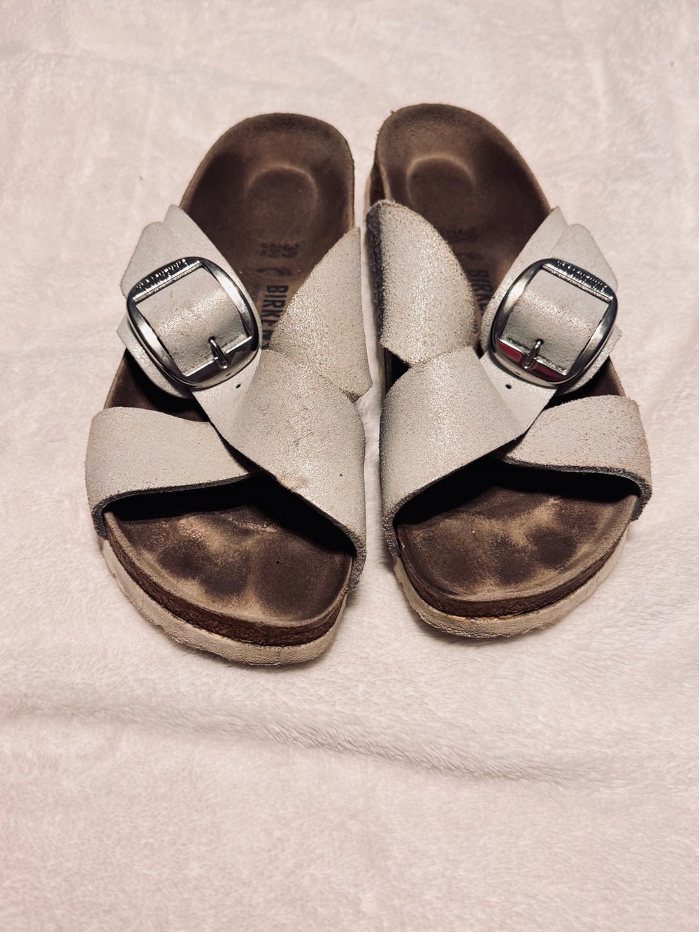 Birkenstock Buckle Sandals - Light Gray